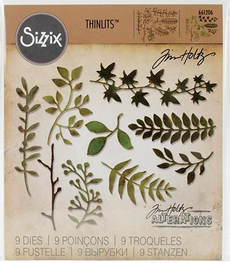 Sizzix 661206 Thinlits Die Set Garden Greens by Tim Holtz Ellison 9/Pack